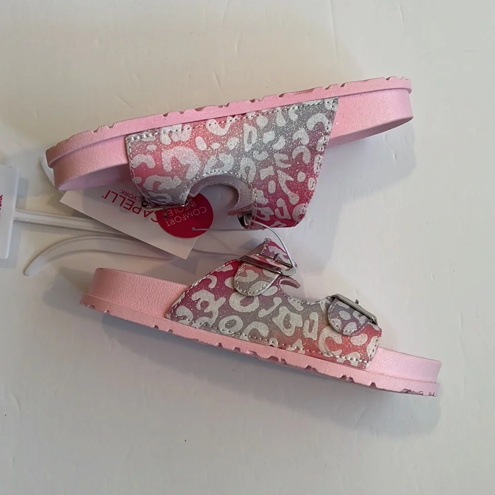 NWT👡 Elli by Capelli of New York Girl's Double Strap Buckle Slides SZ-12/13